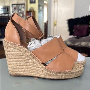 Women's Tan Leather Wedge Espadrilles: Treasure & Bond size 9.5
